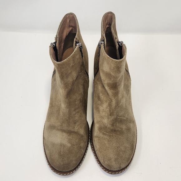 J Crew Women Tan Suede Crepe Wedge Ankle Boot Bootie Size 8 Size Zippers Casual - Picture 2 of 10